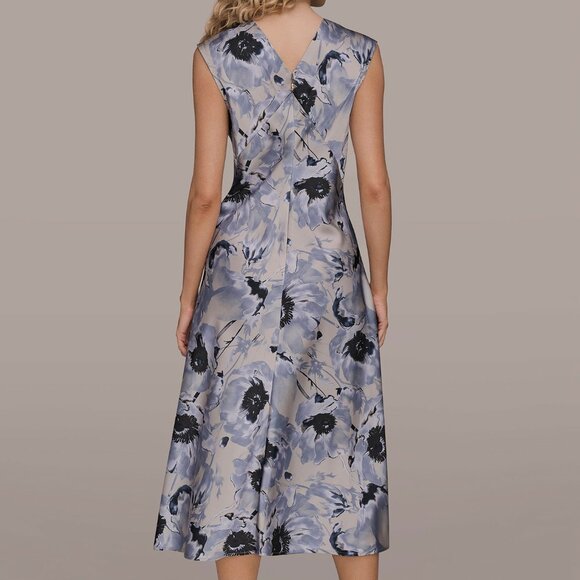 NWT CAP SLEEVE V-NECK PRINTED MIDI DRESS SIZE 4 - Picture 5 of 12